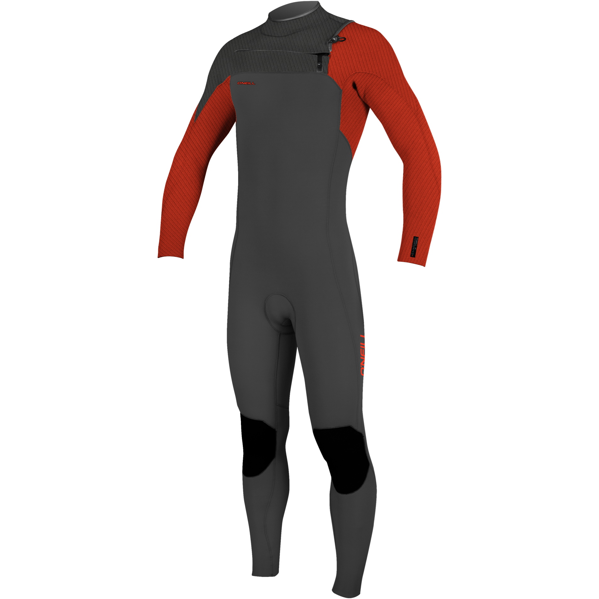 2025 O'Neill Youth Hyperfreak+ 4/3mm Chest Zip Muta 5351 - Raven / Fire Red